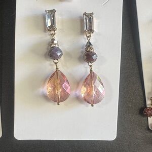 Crystal Drop Dangle Earrings in Pink